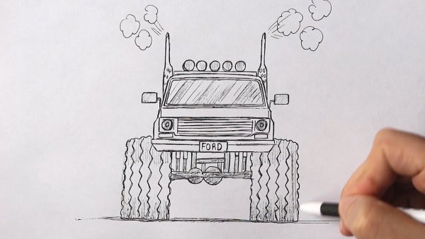 Машинки монстр трак рисование