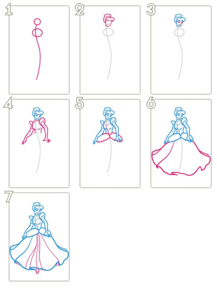 Пошаговое рисование принцессы