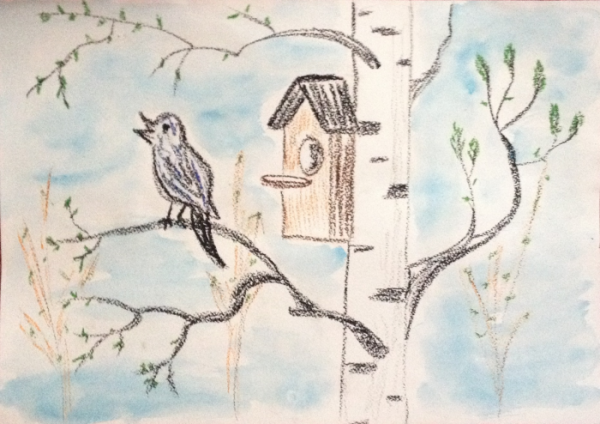 Рисование птицы прилетели