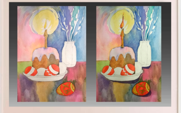 Пасхальный натюрморт рисунок