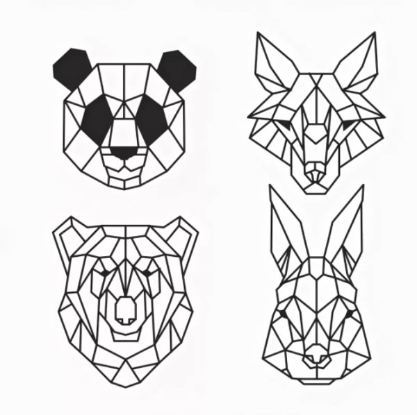 Геометрические животные рисунки