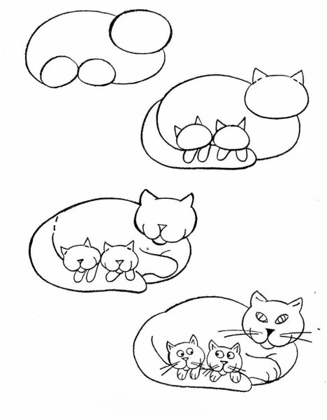 Поэтапное рисование кошки