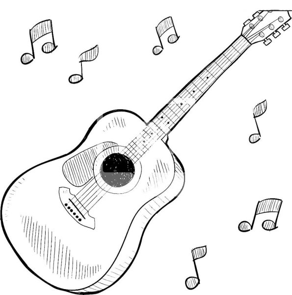Гитара для срисовки карандашом