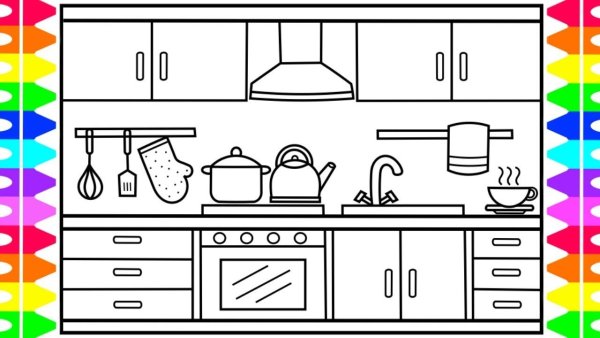 Интерьер кухни нарисовать