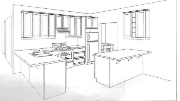 Эскизы кухонных гарнитуров