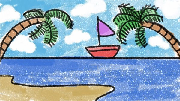 Закат на море детские рисунки