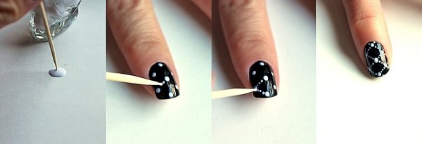 Узор на ногтях зубочисткой