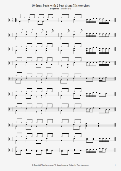 Сбивки для барабанов Ноты