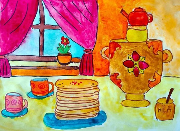 Масленица рисунок в школу