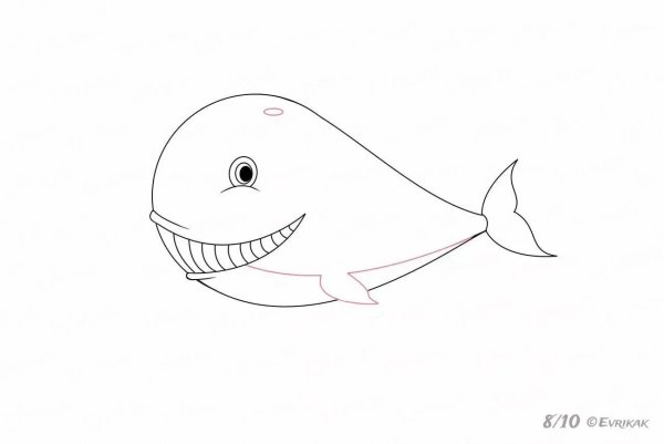 Поэтапное рисование кита для детей