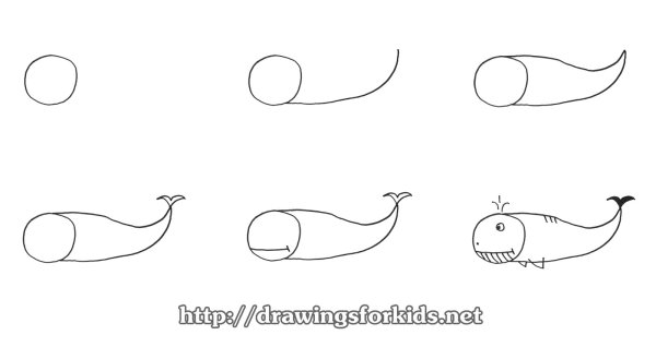 Пошаговое рисование кита