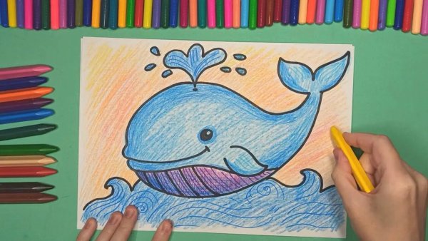 Рисование с детьми синий кит