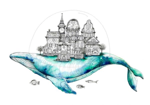 Кит с городом на спине