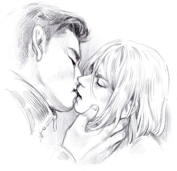 Рисовать аниме целуются
