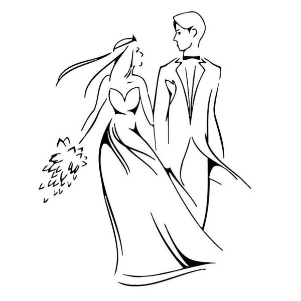 Силуэт молодоженов