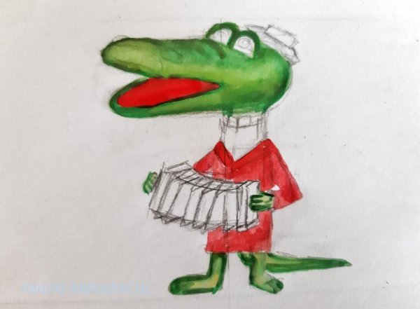 Рисование крокодил Гена