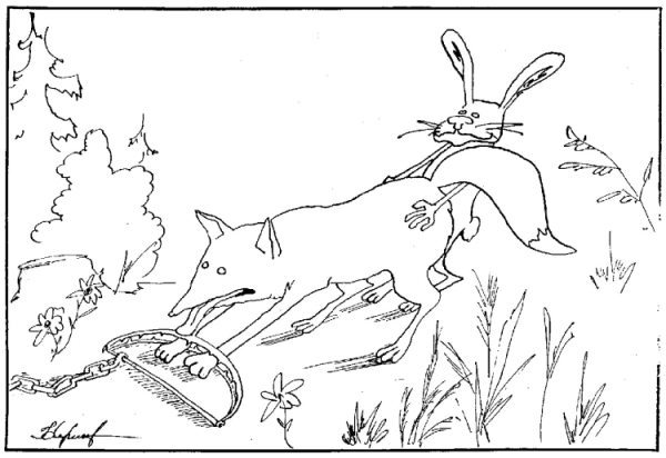 Лиса и заяц раскраска