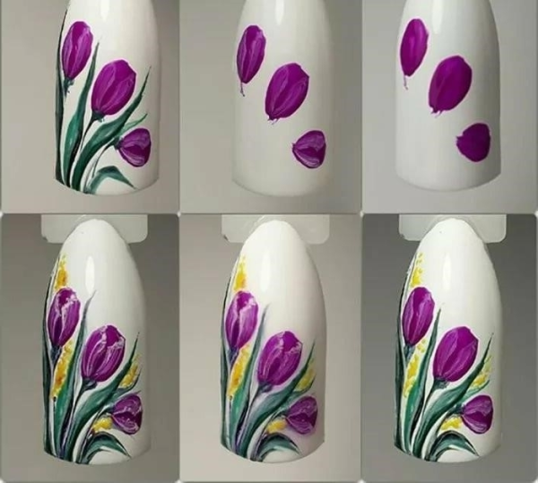 Пошаговый маникюр с цветами