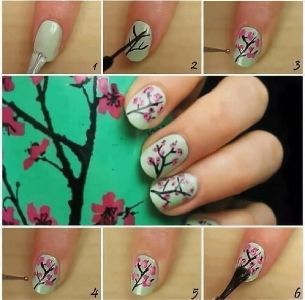 Цветочки на ногтях для начинающих