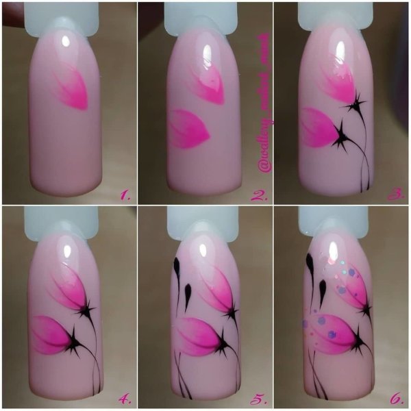 Несложные цветы на ногтях