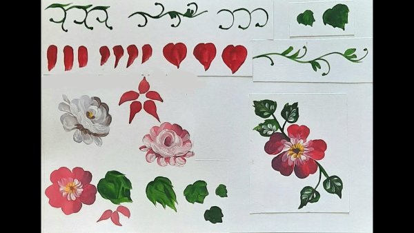 Этапы росписи Жостово поднос