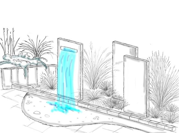 Фонтан черно белый