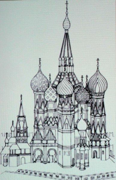 Кремль и собор Василия Блаженного рисунок