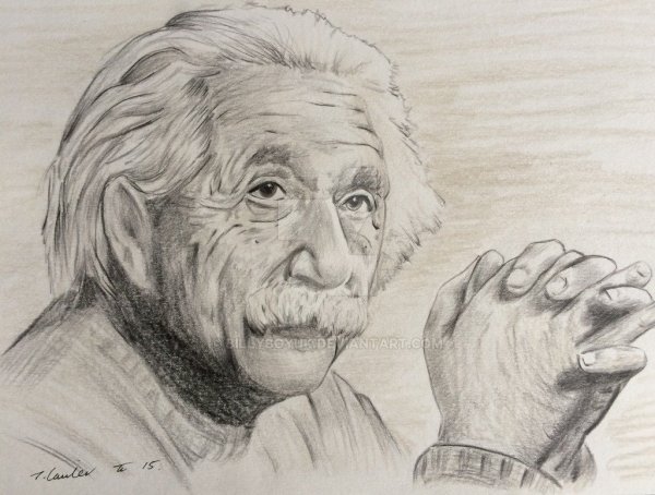 Портрет Альберта Эйнштейна карандашом