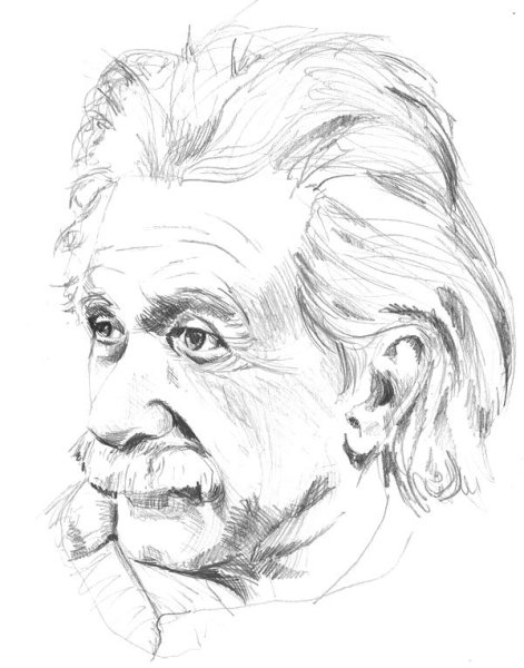 Портрет Эйнштейн Эйнштейн карандашом