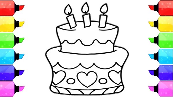 Поэтапное рисование торта для детей