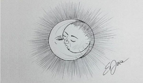 Солнце и Луна рисунок карандашом для срисовки