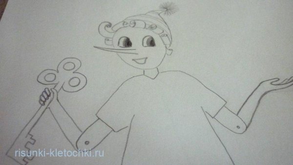 Буратино рисунок легкий