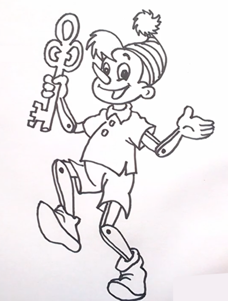 Буратино рисунок простой