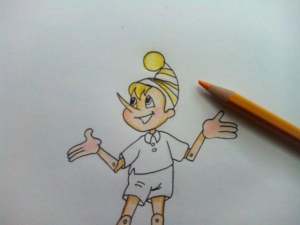 Как нарисовать Буратино поэтапно