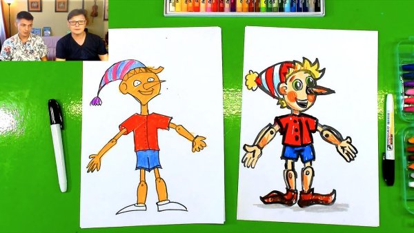 Буратино черно белый