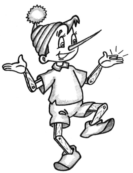 Поэтапное рисование Буратино для детей