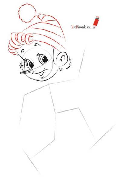 Нос Буратино карандашом рисунок для детей