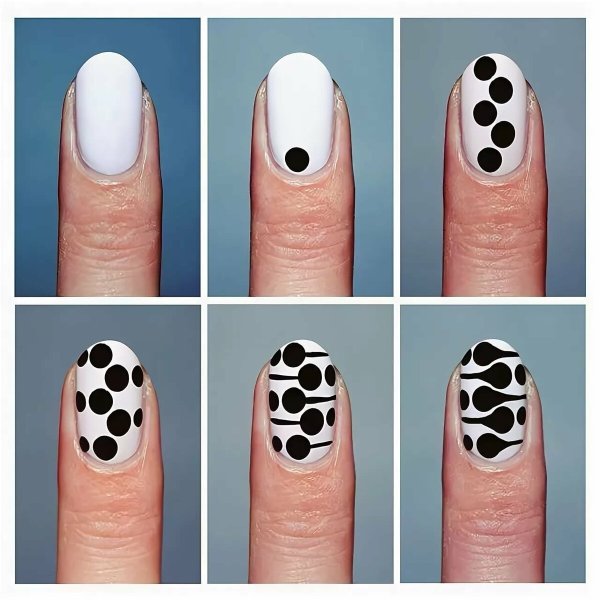 Чёрный маникюр с крестом