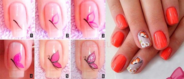 Бабочки на ногтях пошагово гель лаком