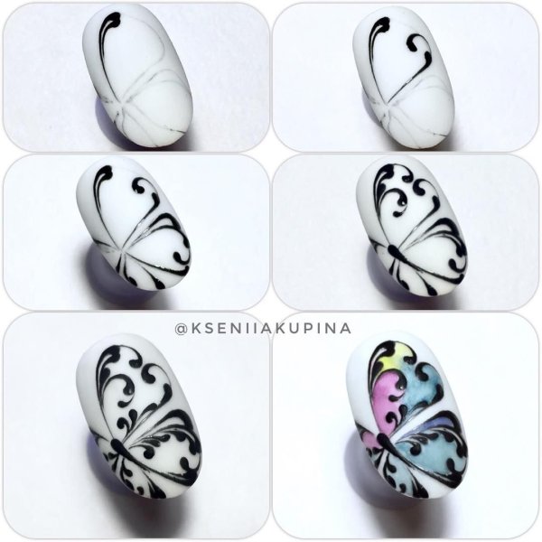 Рисуем бабочку на ногтях