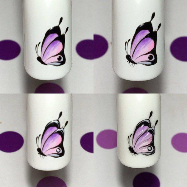 Бабочка на ногтях пошагово