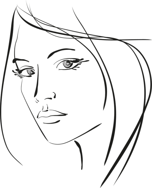 Красивое лицо девушки карандашом