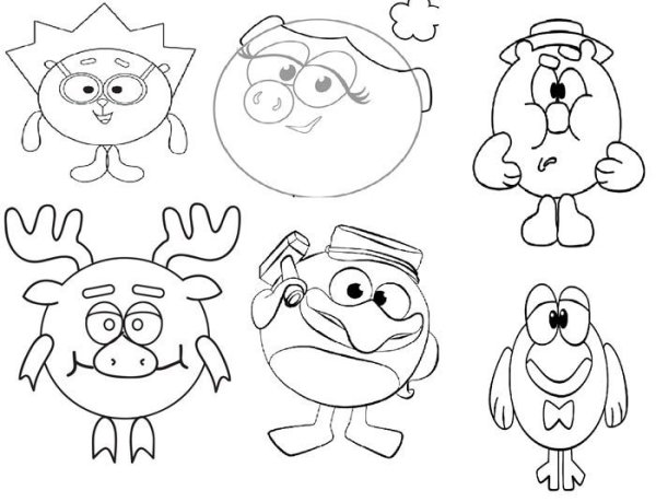 Смешарики для срисовки легкие