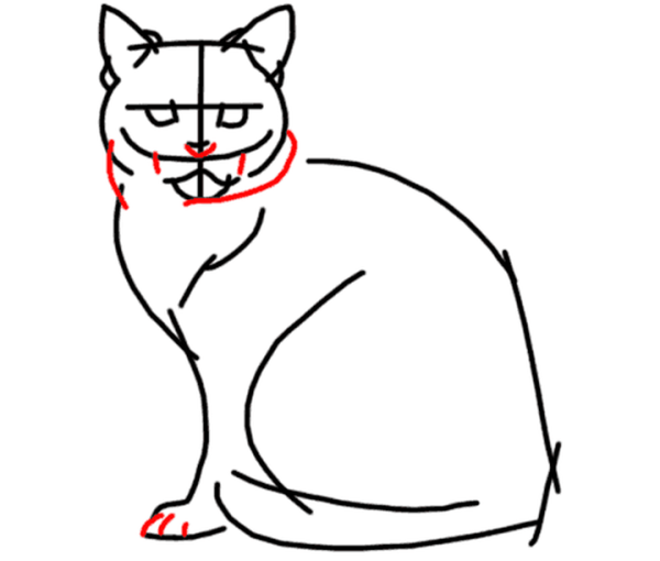 Как нарисовать сидящего котика