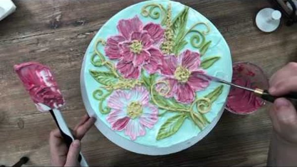 Украшение торта с помощью мастихина