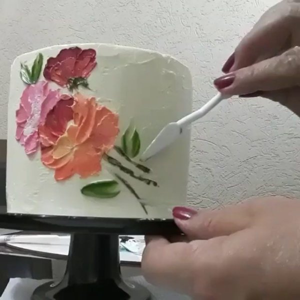 Рисование мастихином на торте