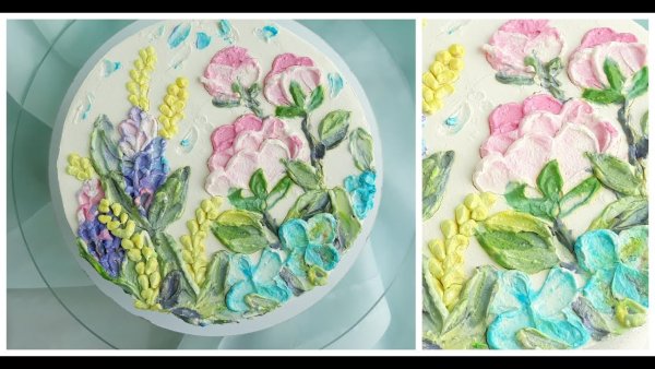 Рисование мастихином на торте