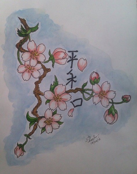 Веточка Сакуры раскраска