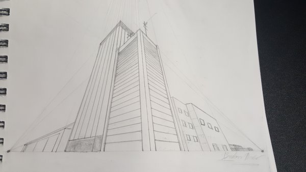 Современные архитектурные здания карандашом