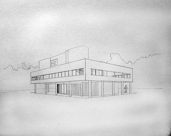 Вилла Савой Ле Корбюзье эскиз